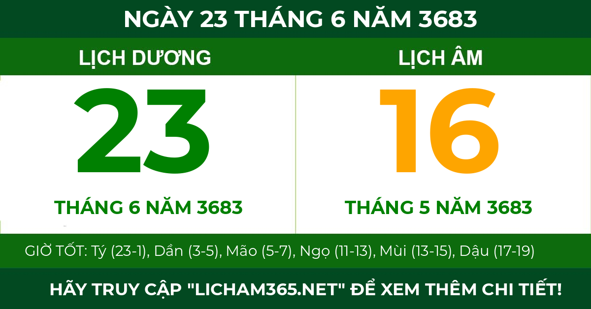 lịch âm ngày 23 tháng 6 năm 3683