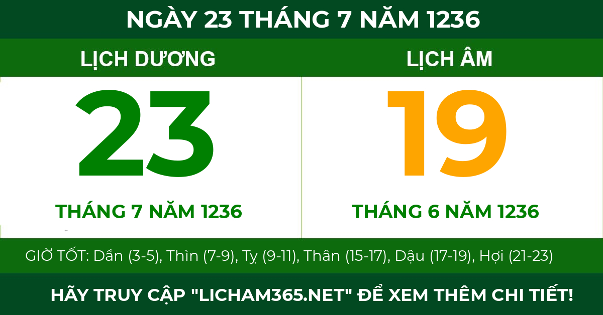 lịch âm ngày 23 tháng 7 năm 1236