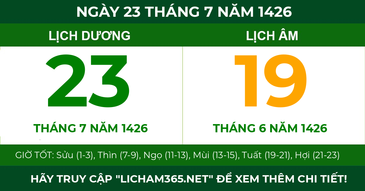 lịch âm ngày 23 tháng 7 năm 1426