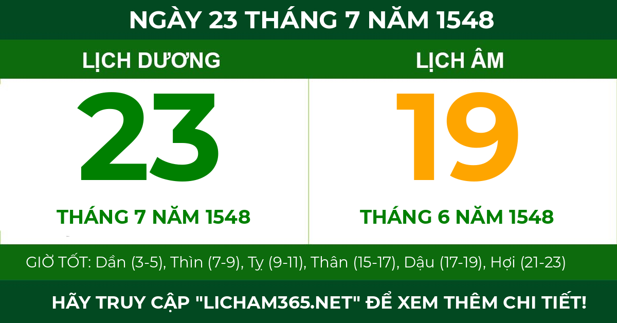 lịch âm ngày 23 tháng 7 năm 1548