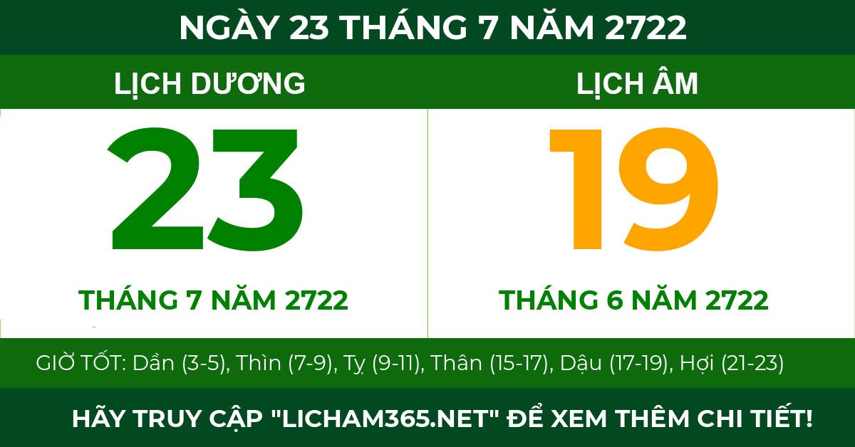 lịch âm ngày 23 tháng 7 năm 2722