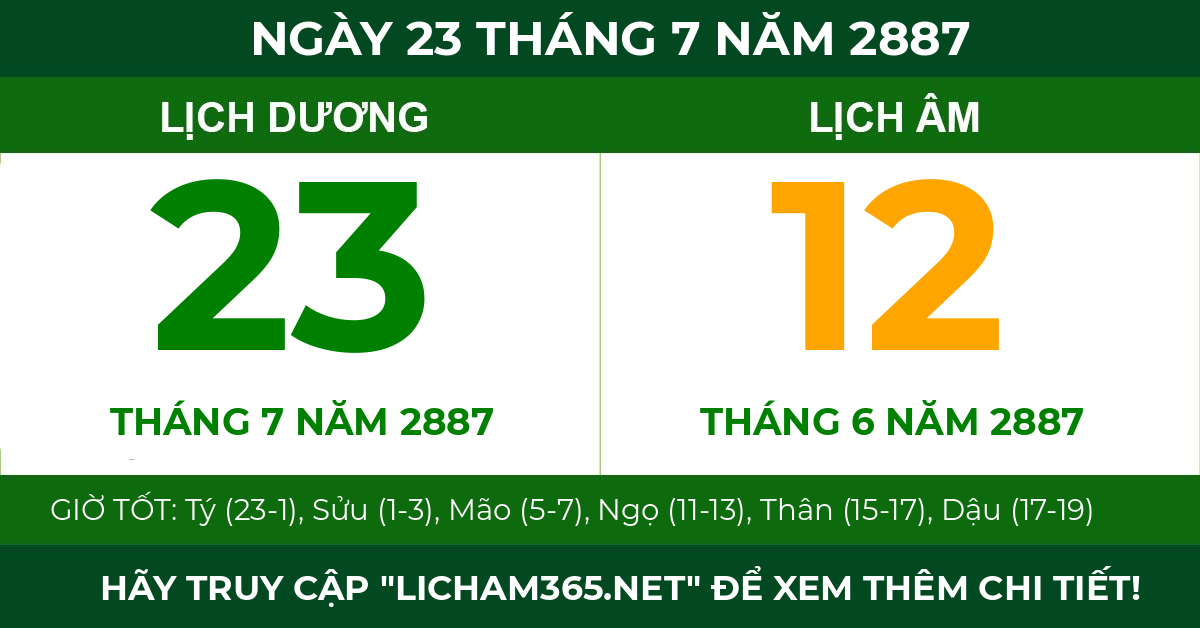 lịch âm ngày 23 tháng 7 năm 2887