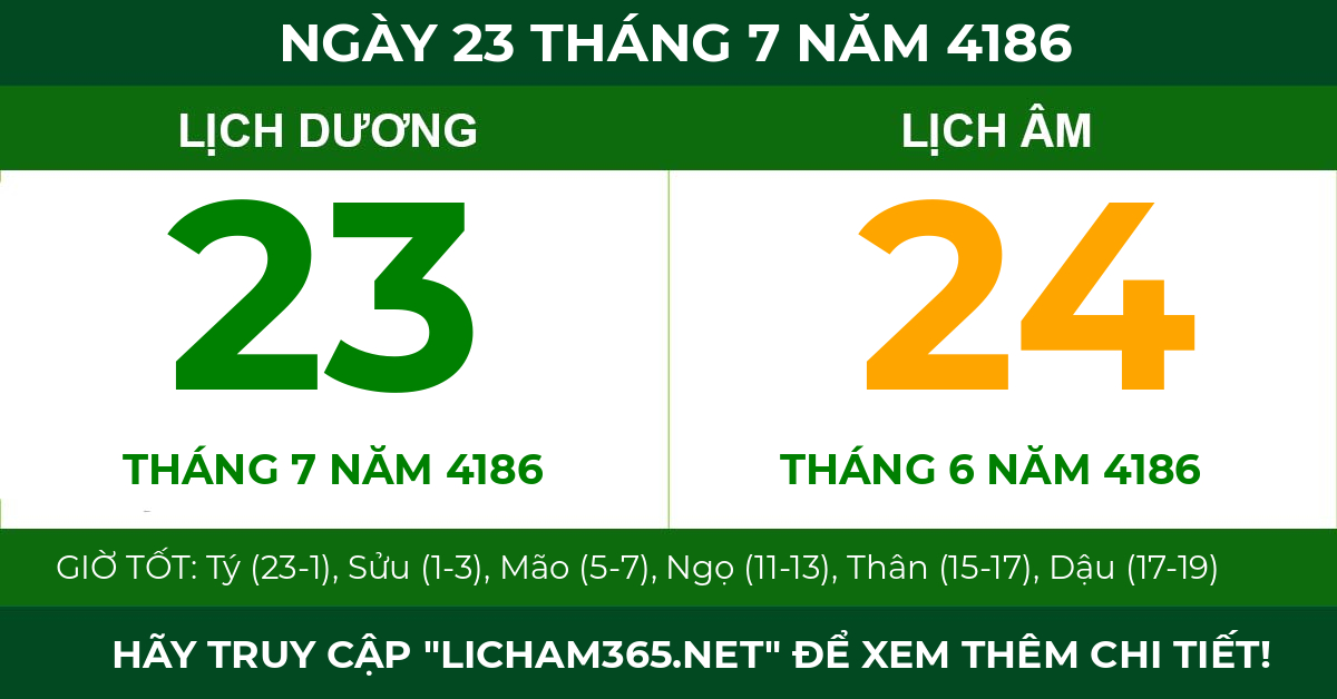 lịch âm ngày 23 tháng 7 năm 4186