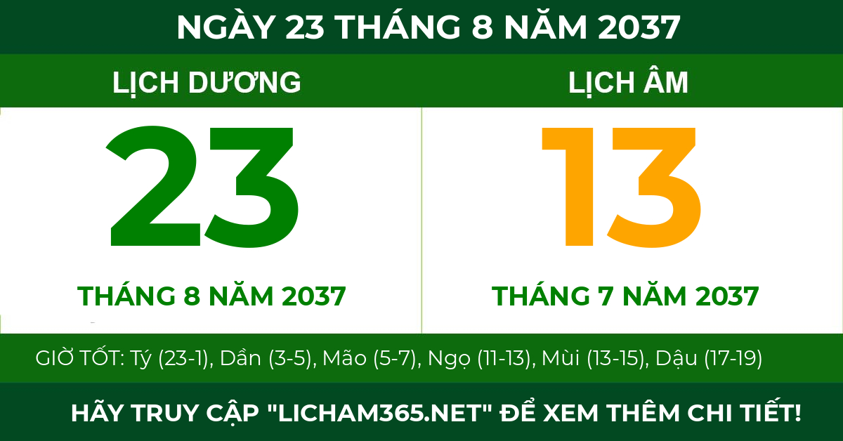lịch âm ngày 23 tháng 8 năm 2037