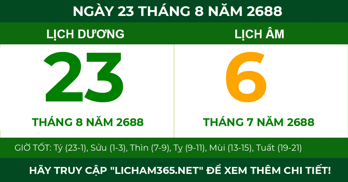 lịch âm ngày 23 tháng 8 năm 2688