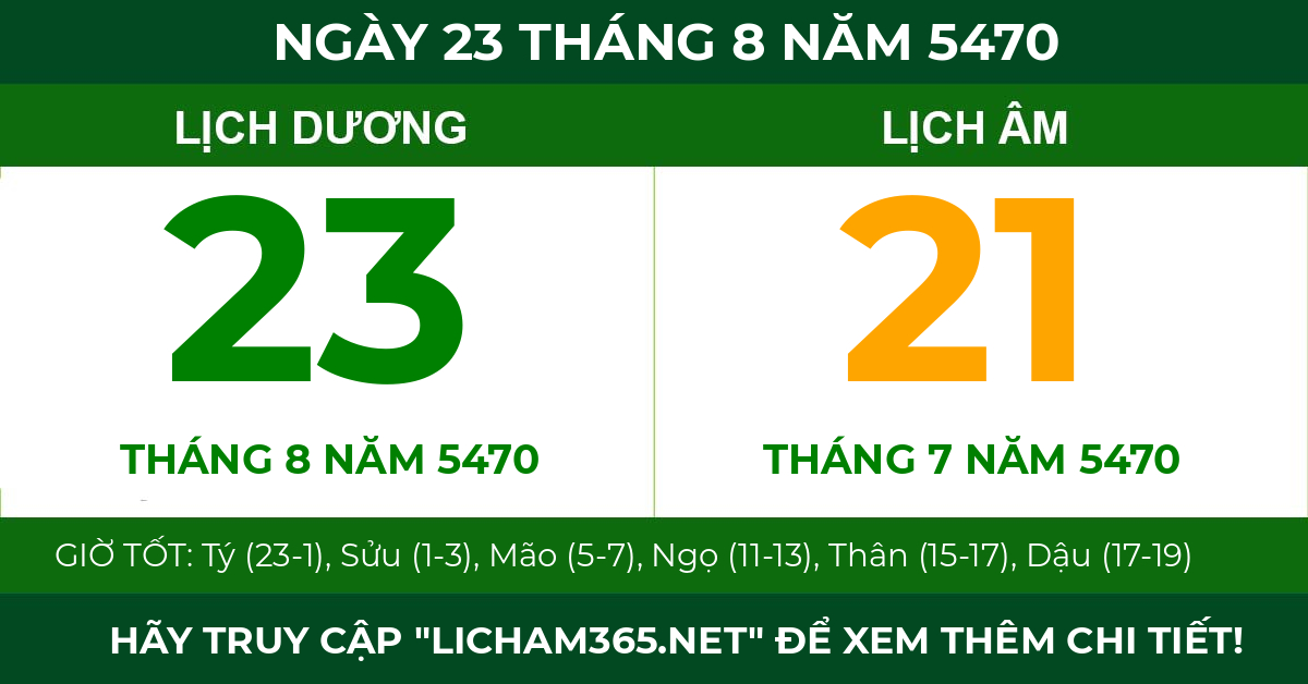 lịch âm ngày 23 tháng 8 năm 5470