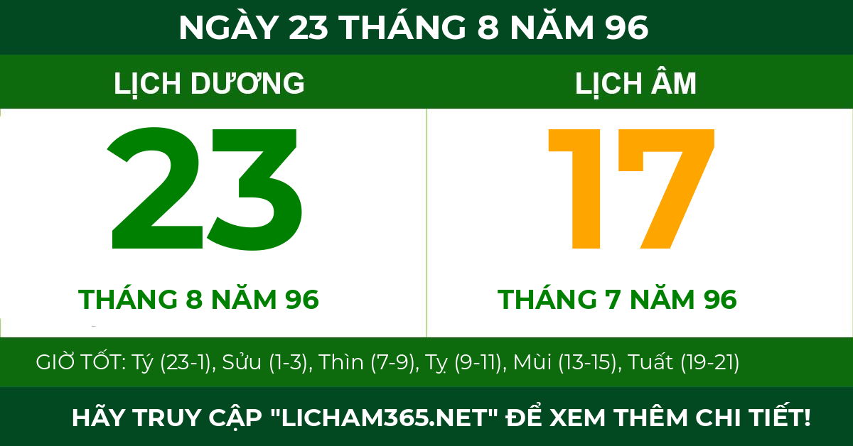 lịch âm ngày 23 tháng 8 năm 96
