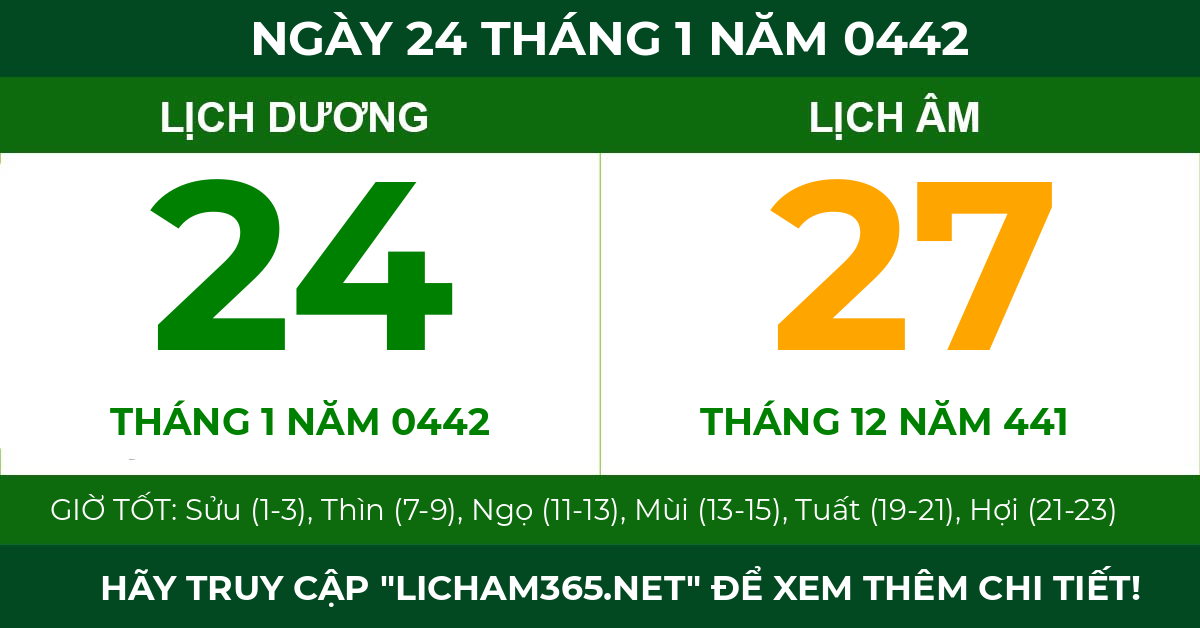 lịch âm ngày 24 tháng 1 năm 0442