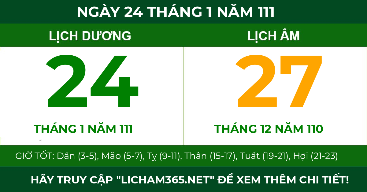 lịch âm ngày 24 tháng 1 năm 111