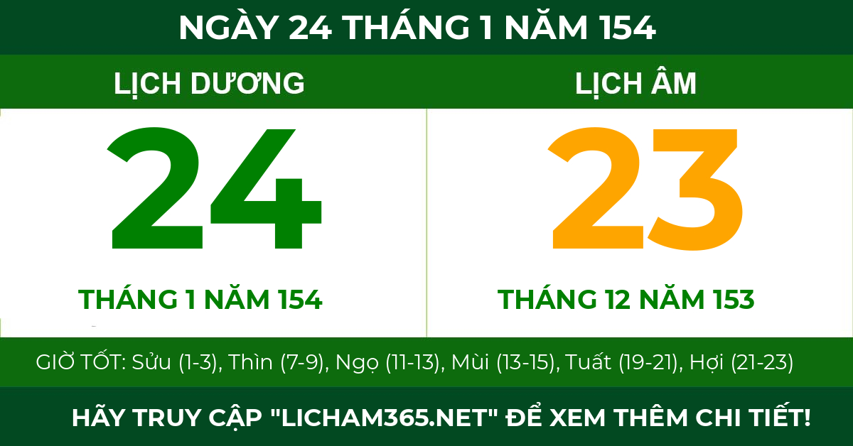 lịch âm ngày 24 tháng 1 năm 154