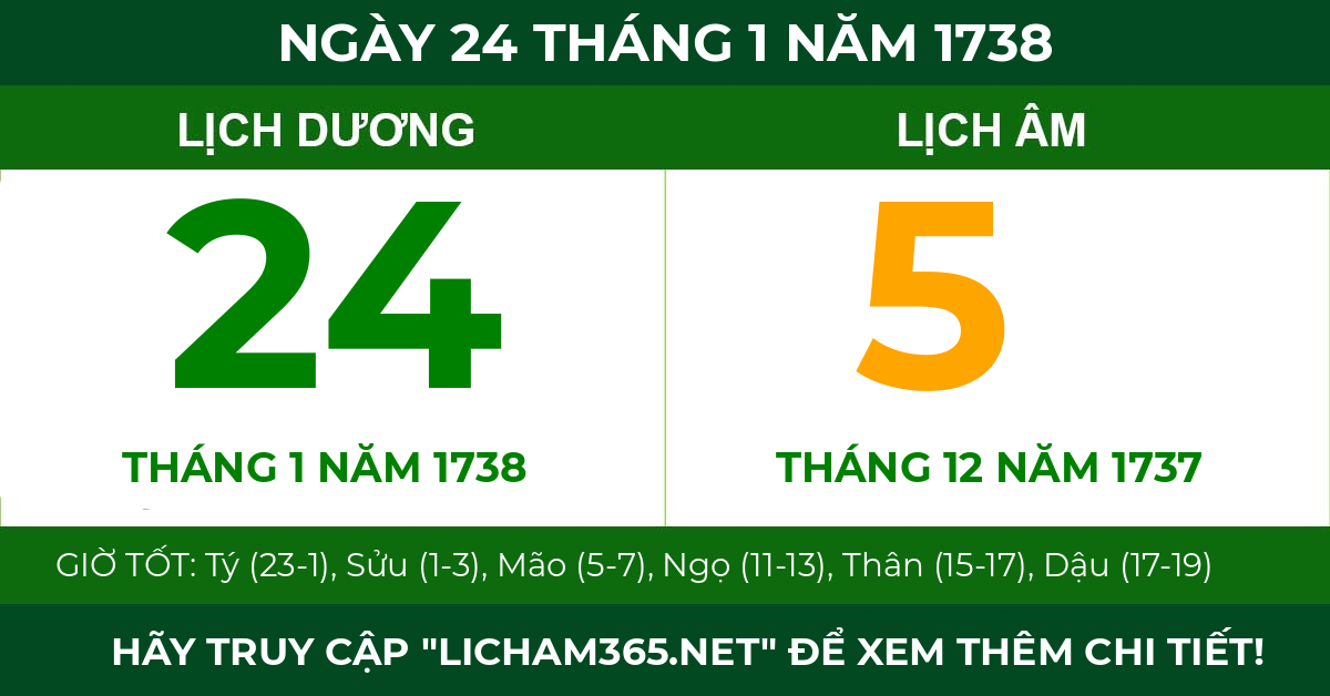 lịch âm ngày 24 tháng 1 năm 1738