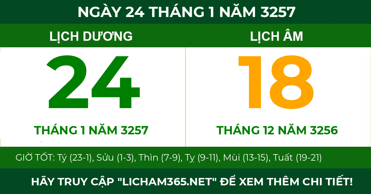 lịch âm ngày 24 tháng 1 năm 3257