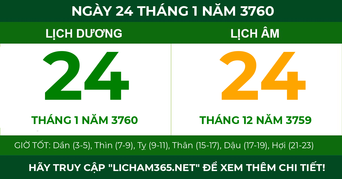 lịch âm ngày 24 tháng 1 năm 3760