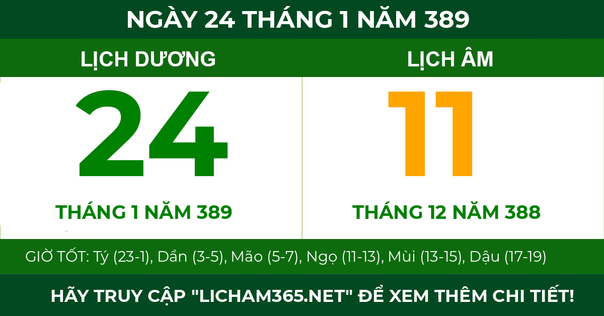 lịch âm ngày 24 tháng 1 năm 389