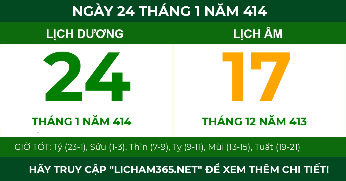 lịch âm ngày 24 tháng 1 năm 414