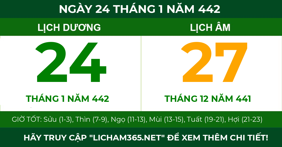 lịch âm ngày 24 tháng 1 năm 442
