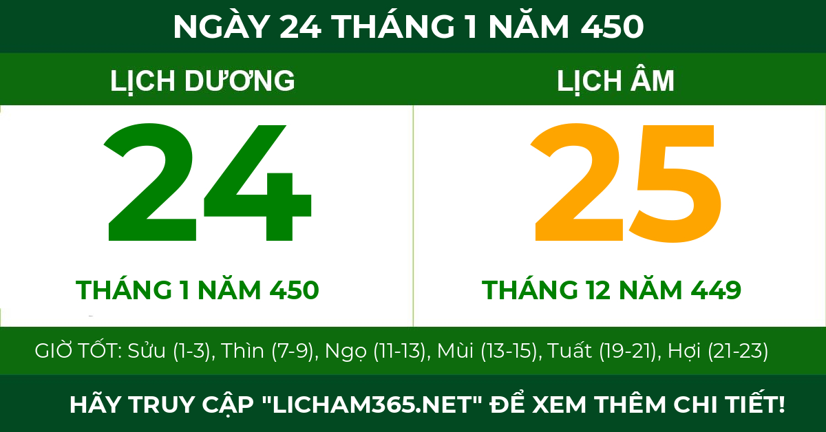 lịch âm ngày 24 tháng 1 năm 450