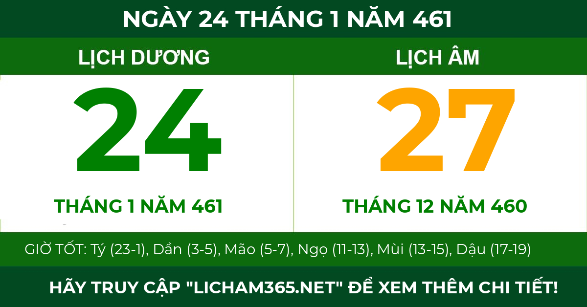lịch âm ngày 24 tháng 1 năm 461