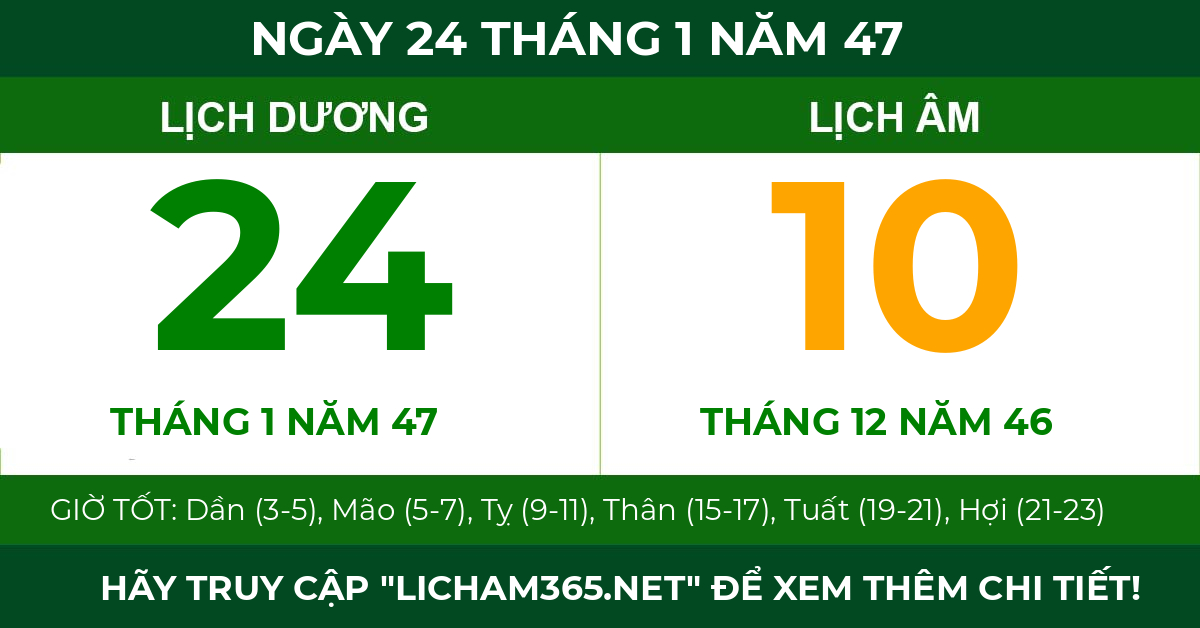 lịch âm ngày 24 tháng 1 năm 47
