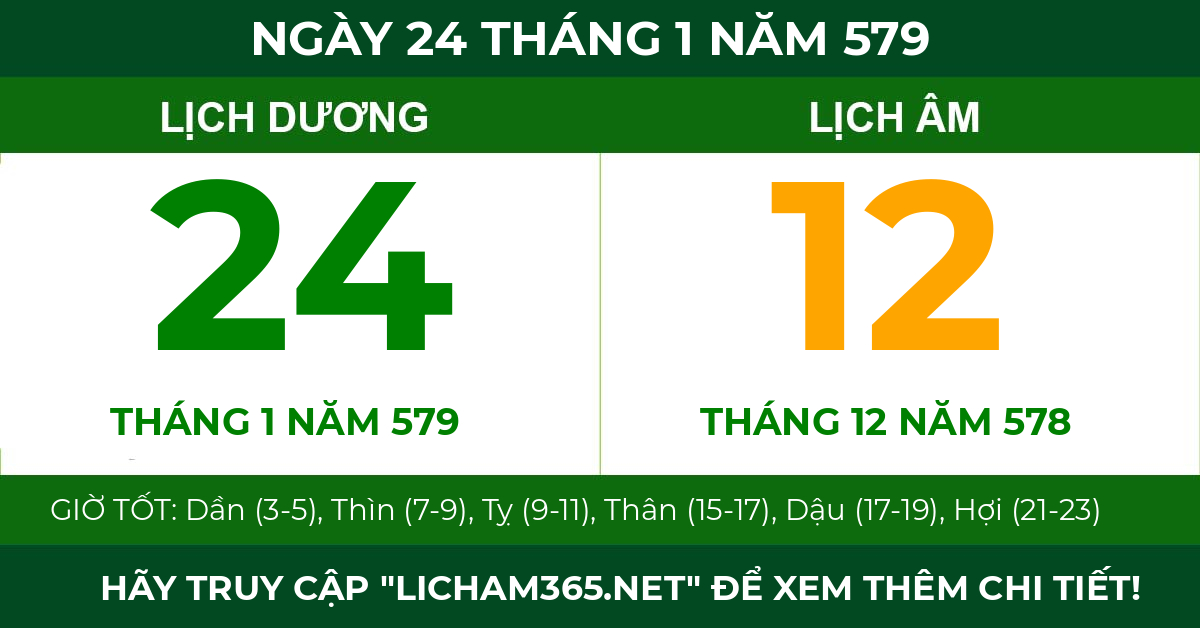 lịch âm ngày 24 tháng 1 năm 579