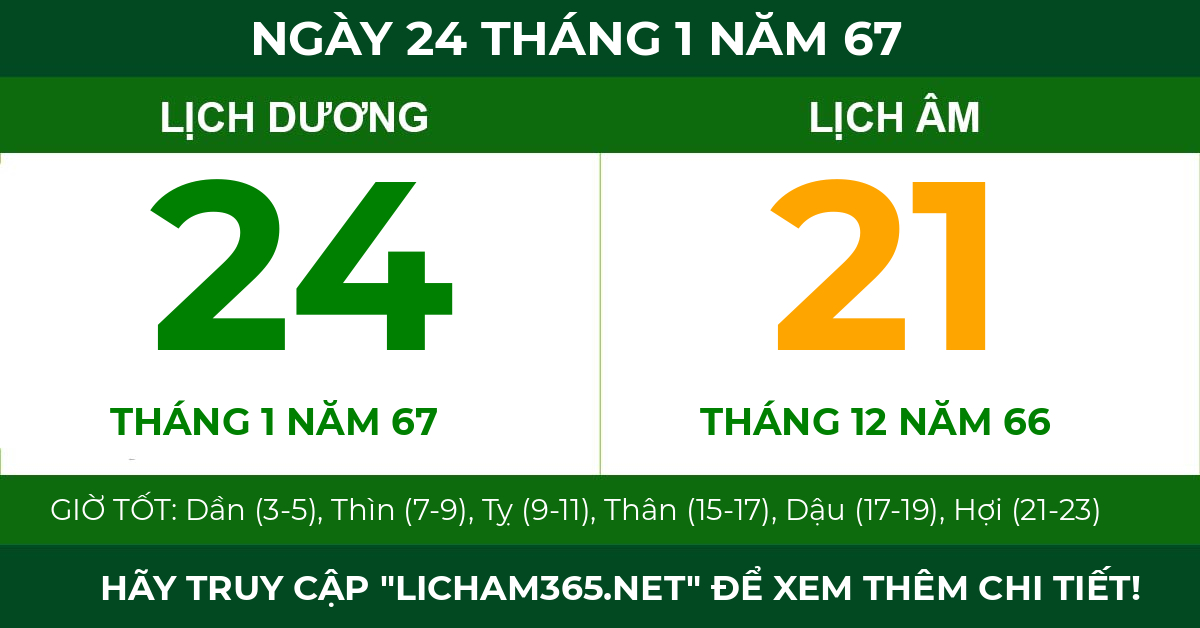 lịch âm ngày 24 tháng 1 năm 67