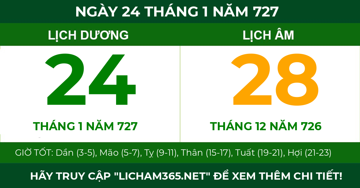 lịch âm ngày 24 tháng 1 năm 727
