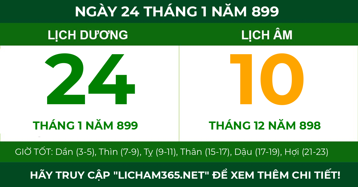 lịch âm ngày 24 tháng 1 năm 899