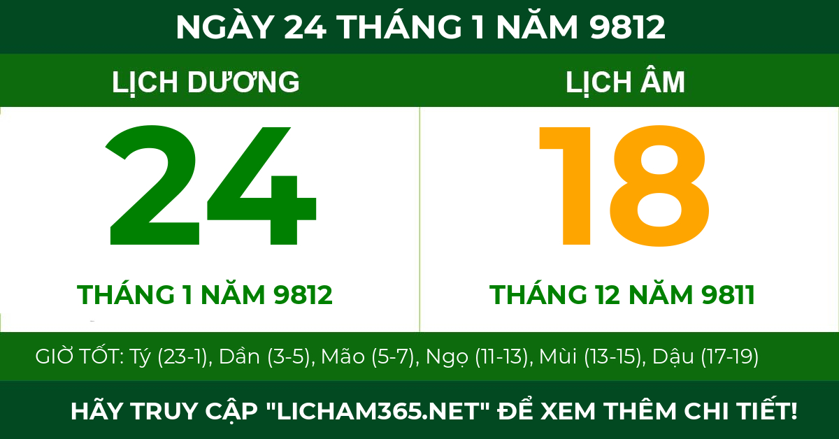 lịch âm ngày 24 tháng 1 năm 9812