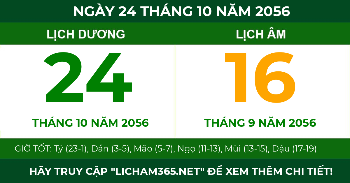 lịch âm ngày 24 tháng 10 năm 2056