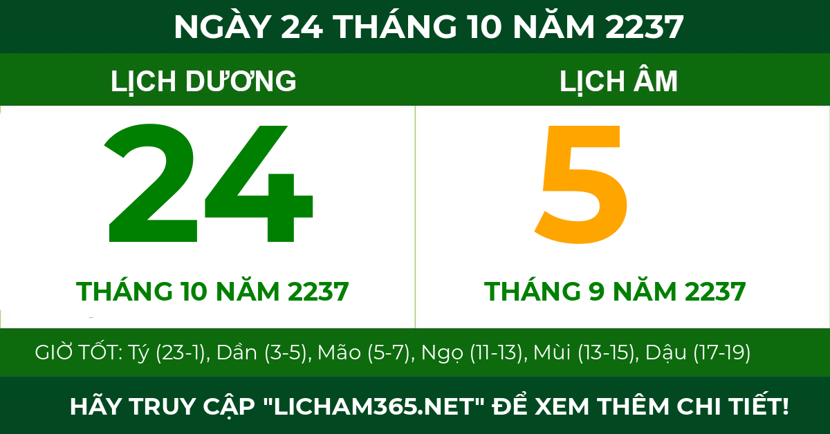 lịch âm ngày 24 tháng 10 năm 2237