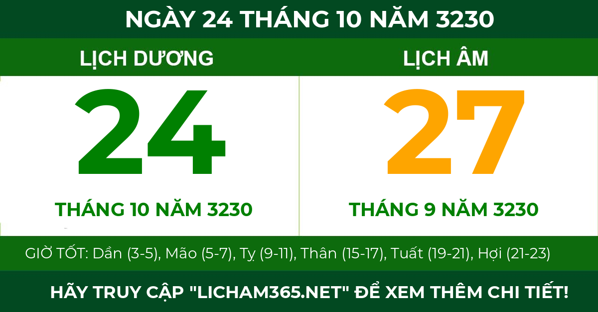 lịch âm ngày 24 tháng 10 năm 3230