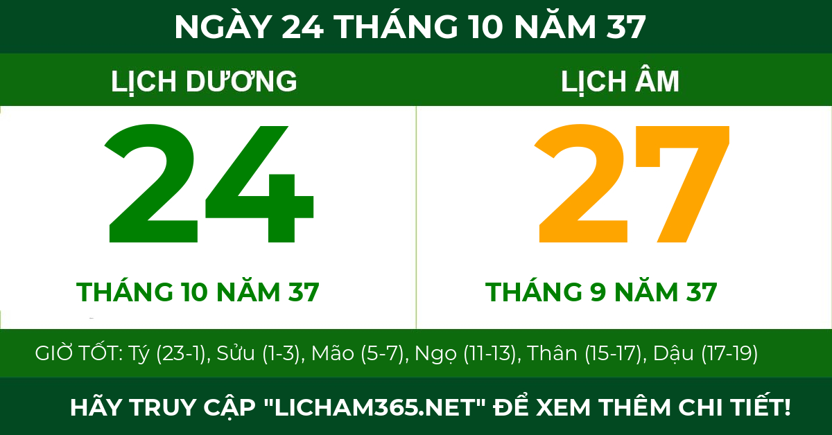 lịch âm ngày 24 tháng 10 năm 37