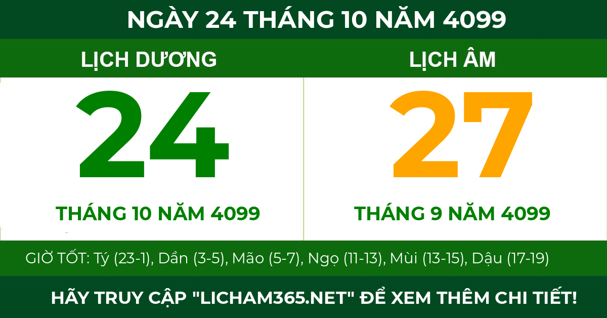 lịch âm ngày 24 tháng 10 năm 4099