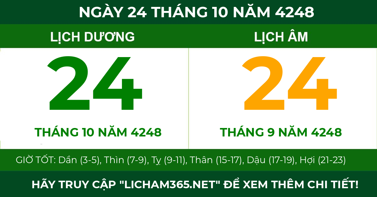 lịch âm ngày 24 tháng 10 năm 4248