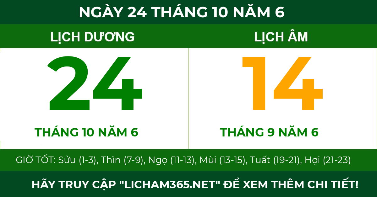lịch âm ngày 24 tháng 10 năm 6