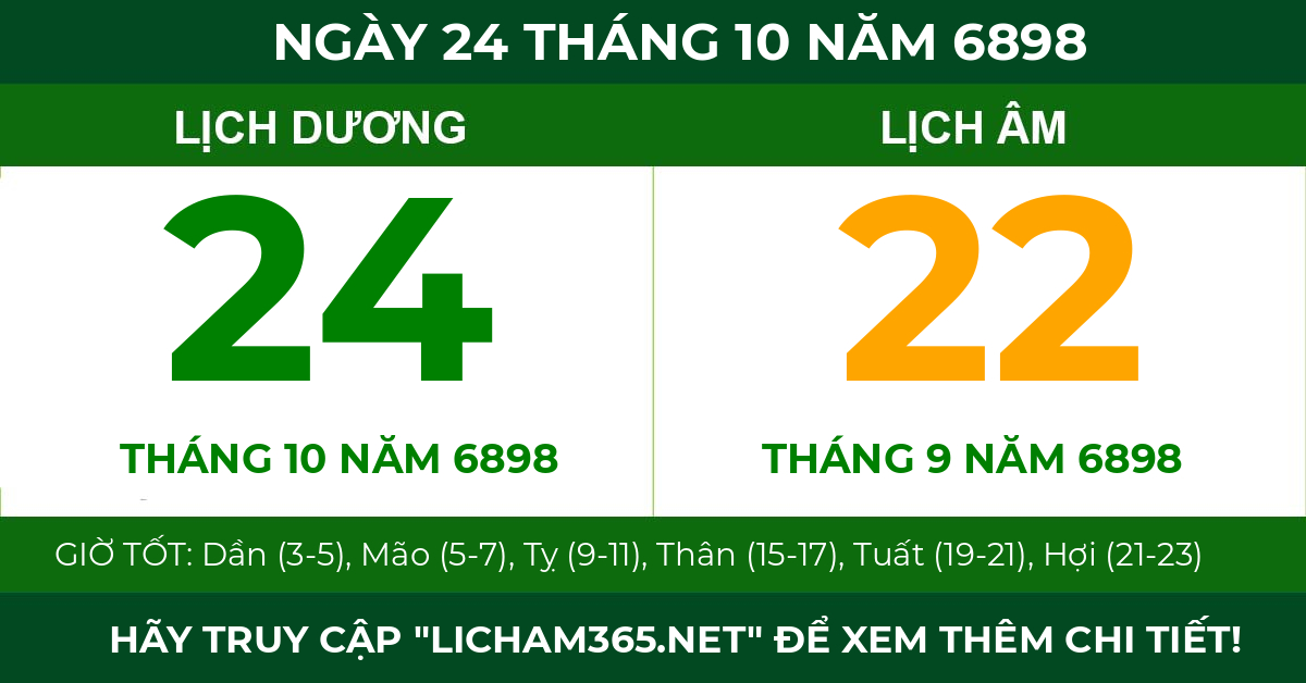 lịch âm ngày 24 tháng 10 năm 6898