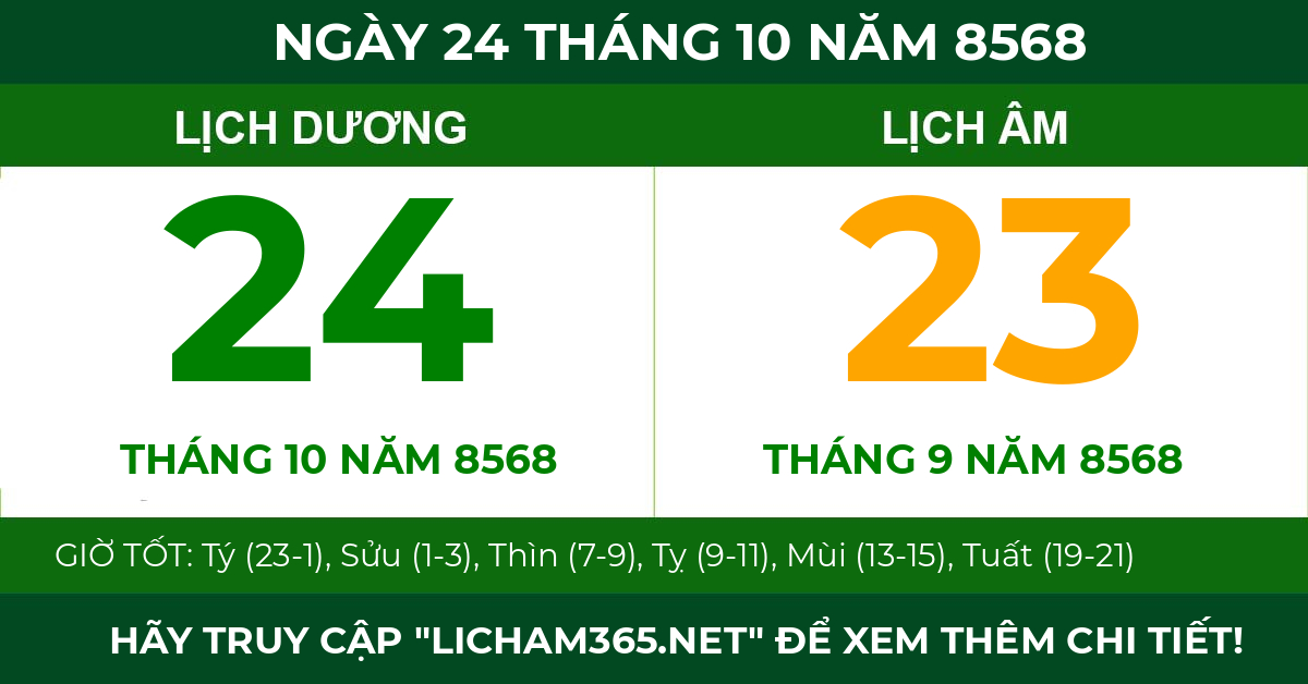 lịch âm ngày 24 tháng 10 năm 8568