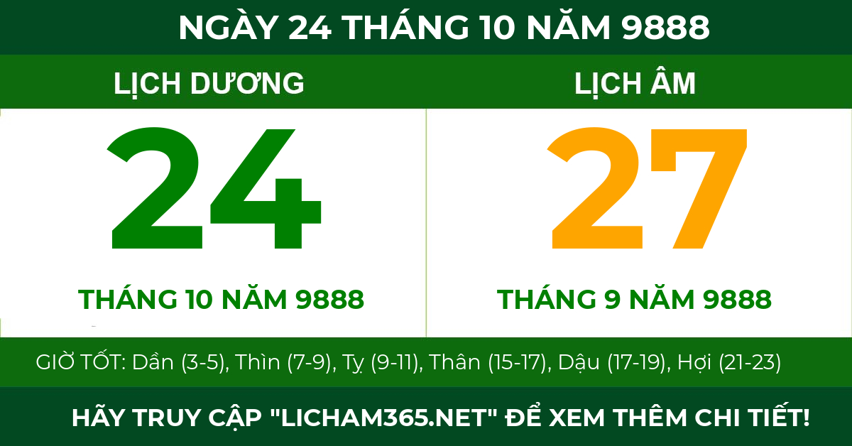 lịch âm ngày 24 tháng 10 năm 9888