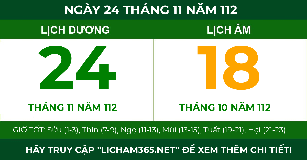 lịch âm ngày 24 tháng 11 năm 112