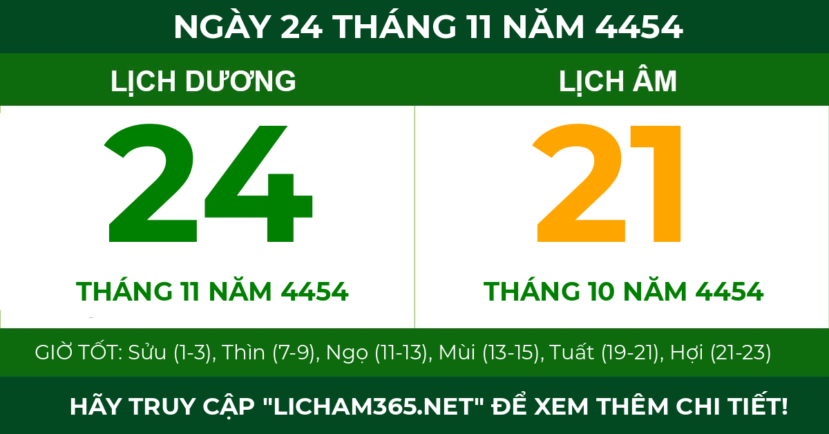 lịch âm ngày 24 tháng 11 năm 4454
