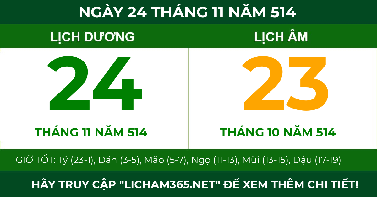 lịch âm ngày 24 tháng 11 năm 514
