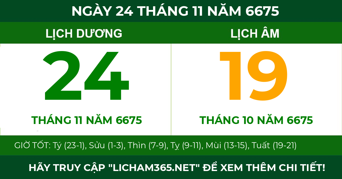 lịch âm ngày 24 tháng 11 năm 6675