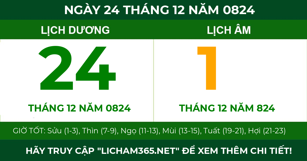 lịch âm ngày 24 tháng 12 năm 0824
