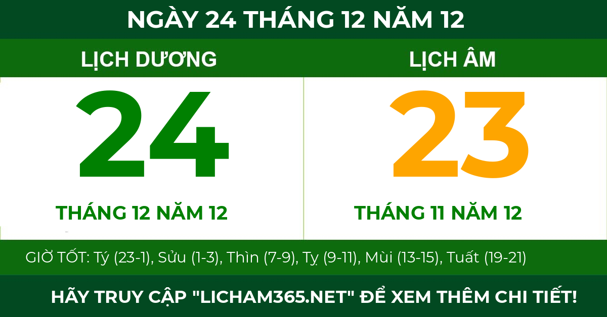 lịch âm ngày 24 tháng 12 năm 12