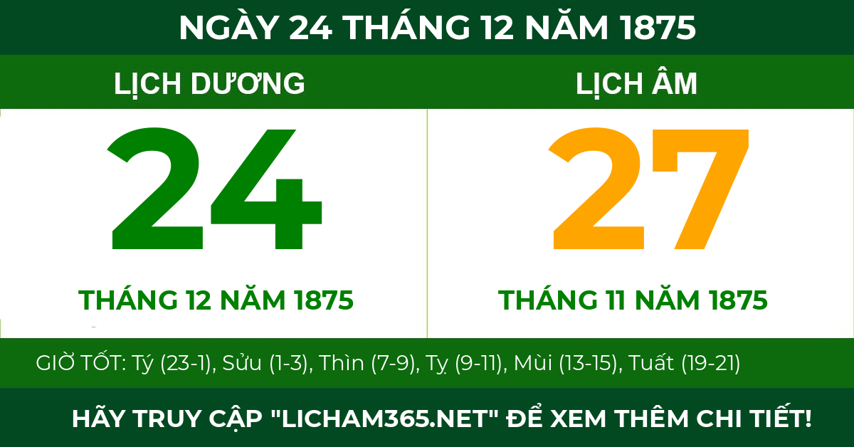 lịch âm ngày 24 tháng 12 năm 1875