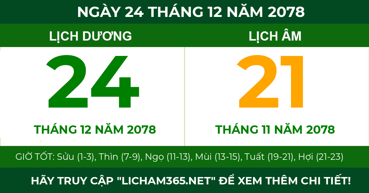 lịch âm ngày 24 tháng 12 năm 2078