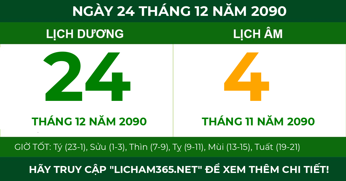 lịch âm ngày 24 tháng 12 năm 2090