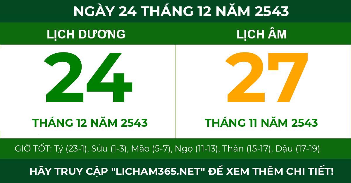 lịch âm ngày 24 tháng 12 năm 2543