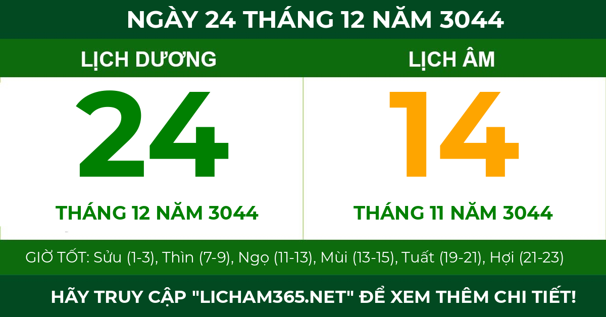 lịch âm ngày 24 tháng 12 năm 3044