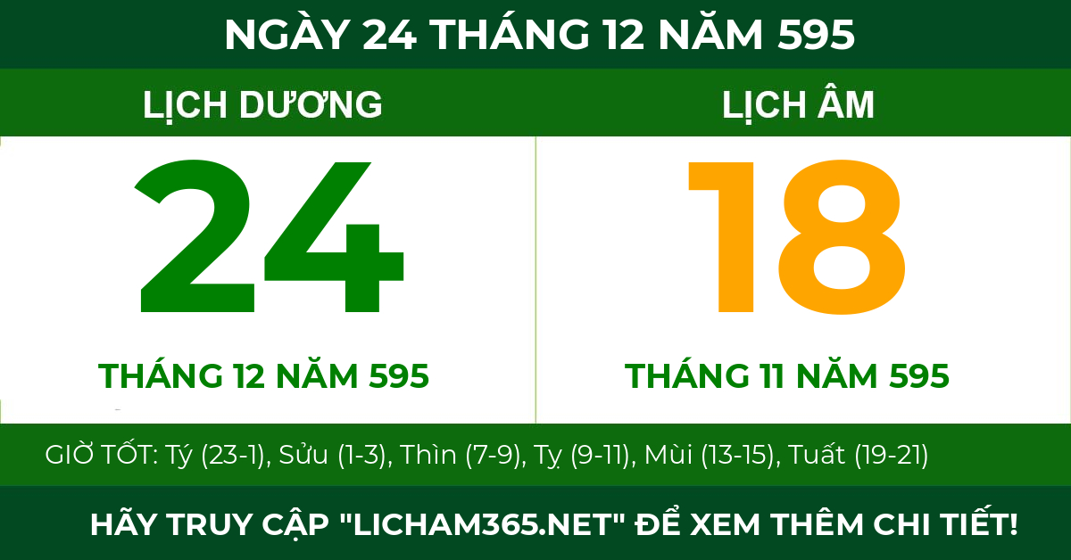 lịch âm ngày 24 tháng 12 năm 595